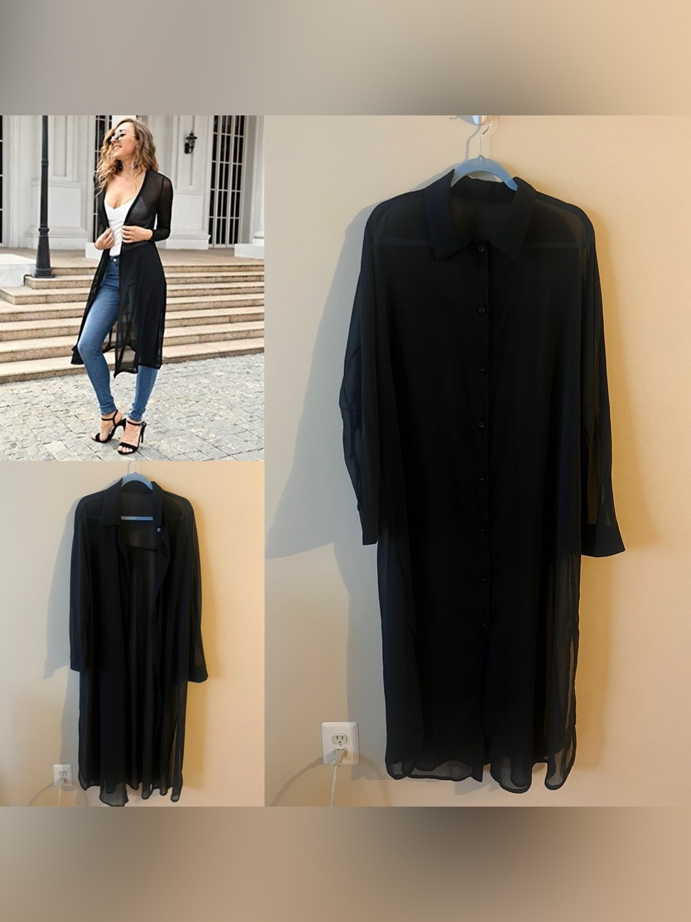 Vintage Sheer Button-Down Black Witchy Shirt/Cardigan/Dress